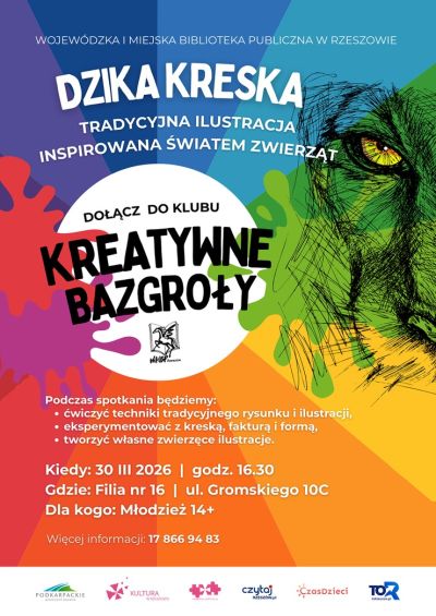 Grafika promująca warsztaty dla młodzieży Dzika kreska